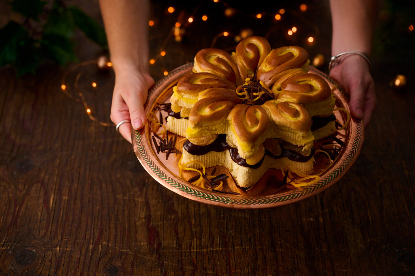 Chocolate & Orange Brioche Holiday Star On A Plate