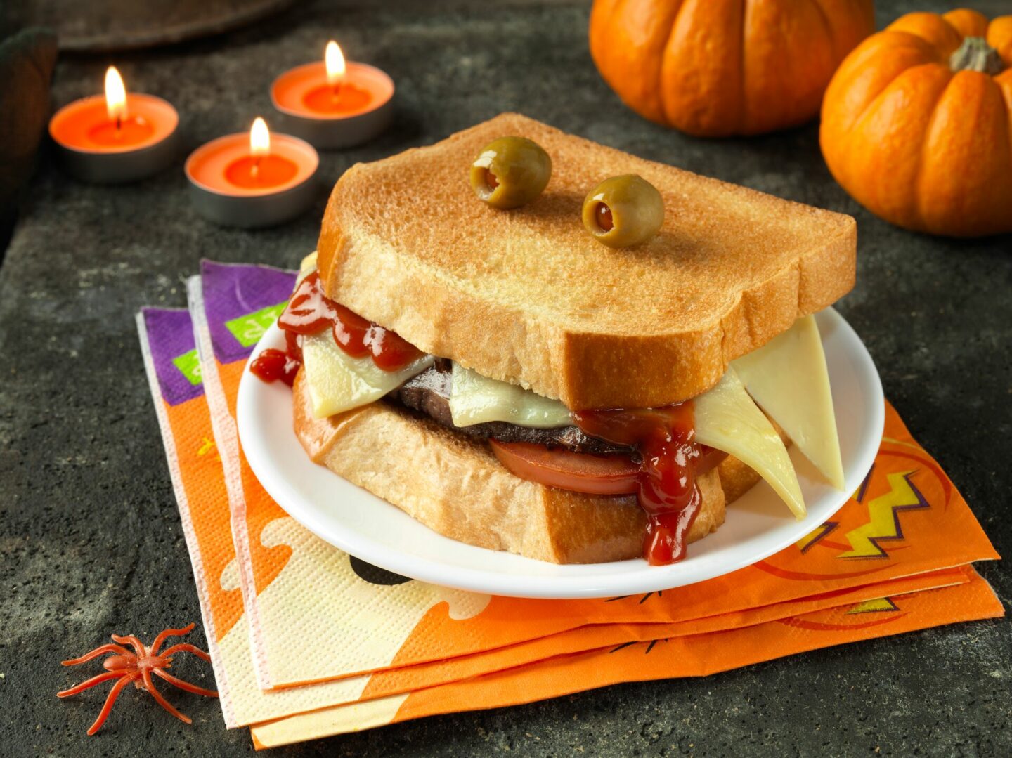 Halloween Party Sausage Brioche Monster Sandwich