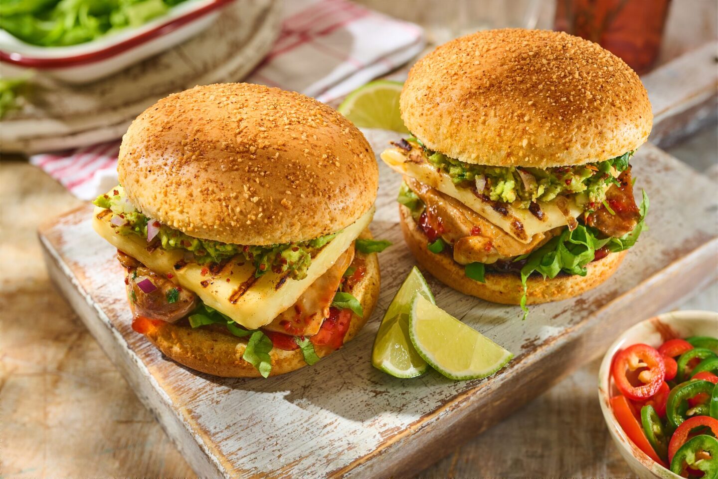 Grilled Chicken Spicy Chilli Brioche Burgers
