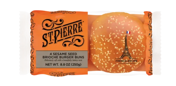 St Pierre 4 Sesame Seed Brioche Burger Buns (US)
